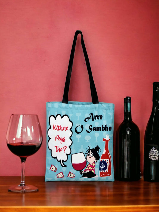 sambha tote bag with wine glass. tote bag. Drama queen. Drama queen bag